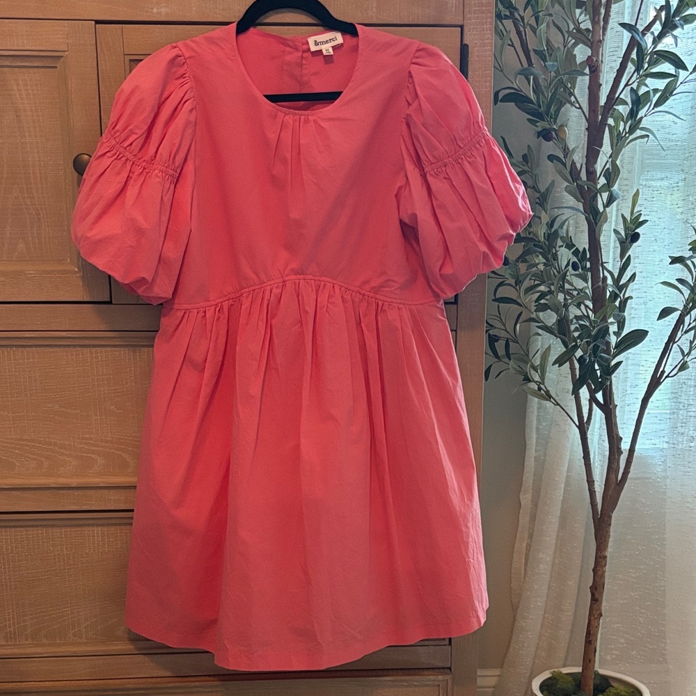 Chic Pink Puff Sleeve Dress